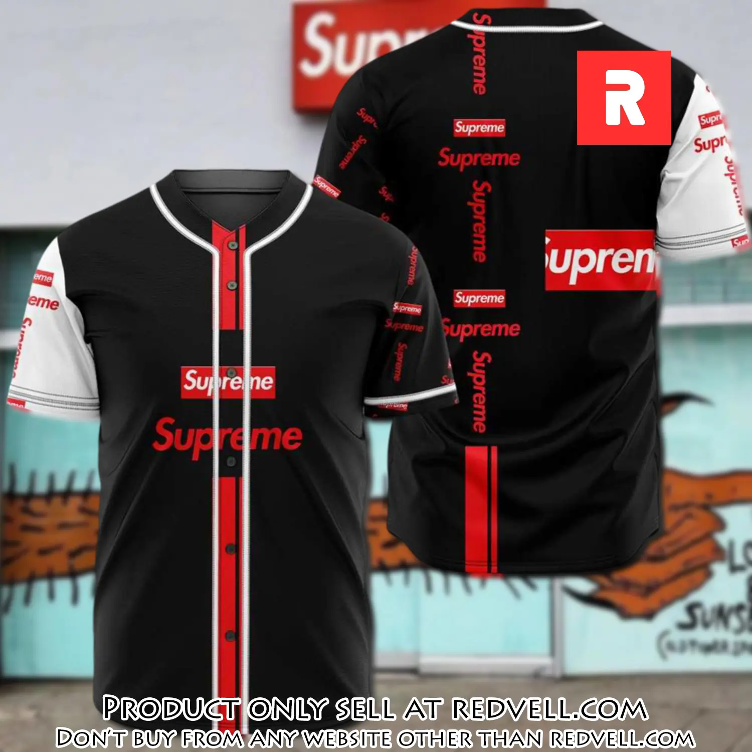 Supreme black baseball jersey shirt luxury bjs1236 rv3650469